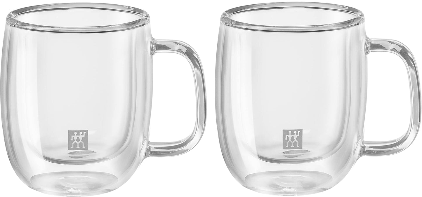 ZWILLING Sorrento Plus 2 Piece Insulated Double-Wall Glass Espresso Mug Set, Single-Shot 80mL