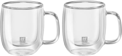 ZWILLING Sorrento Plus 2 Piece Insulated Double-Wall Glass Espresso Mug Set, Single-Shot 80mL