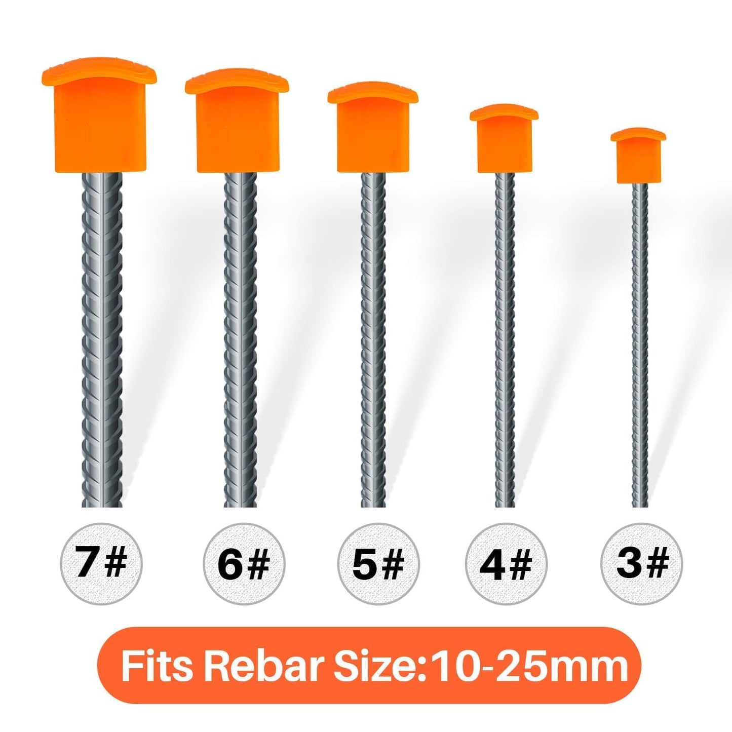 Sukh Rebar Caps - 60Pcs Reber Cap Cover Plastic End Caps Orange Mushroom Rebar Safety T- Posts Caps Building Construction Rebar Protection Stakes Fits Rebar Stake Size #3#4#5#6#7 Rebar Cover