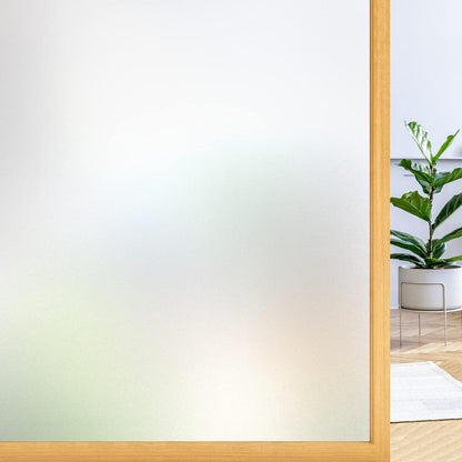rabbitgoo Window Films for Privacy, Static Cling Frosted Glass Sticker, Non-Adhesive Privacy Film Sun Blocking Window Covering Frosting Vinyl Bathroom Sliding Glass Door, 44.5 x 300cm, Pure Frosted