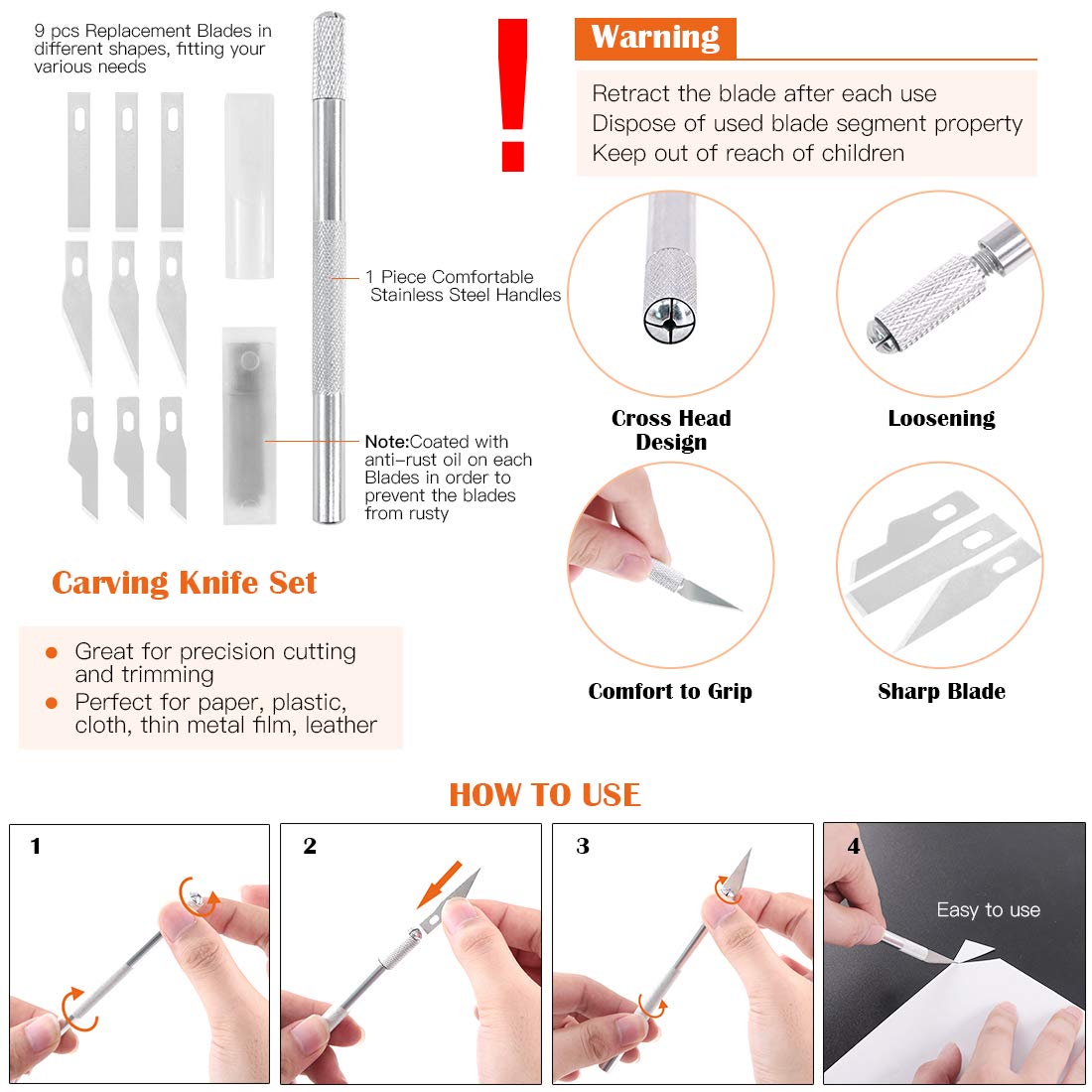 Rustark 34 Piece 3D Printer Accessories Tool Kit Cleaning Needles, Tweezers, Pliers, Scarper, Clean up Knives, Carving Knife Come with Storage Case for Printing Removing, Cleaning, Finishing