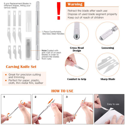 Rustark 34 Piece 3D Printer Accessories Tool Kit Cleaning Needles, Tweezers, Pliers, Scarper, Clean up Knives, Carving Knife Come with Storage Case for Printing Removing, Cleaning, Finishing