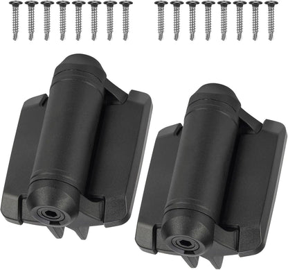 Self Closing Gate Hinges Heavy Duty 2-Pack - Adjustable Spring Tension Alignment Legs, Weather-Resistant for Wood/Vinyl/Metal Gates, Black