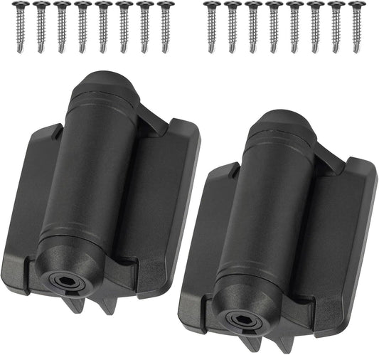 Self Closing Gate Hinges Heavy Duty 2-Pack - Adjustable Spring Tension Alignment Legs, Weather-Resistant for Wood/Vinyl/Metal Gates, Black