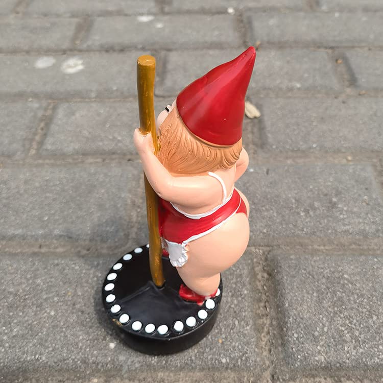 Pole Dancing Garden Gnome Statue,Funny Outdoor Indoor Dance Garden Collectible Figurine,Funny Resin Cartoon Gnome Figurine Pole Dancer,Dwarf Sculpture Ornament for Yard Lawn Patio Decoration