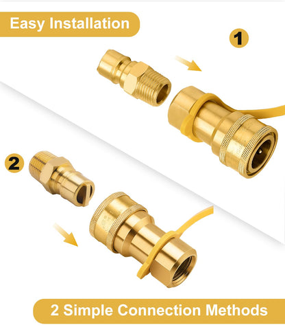 WADEO 1/2 Inch QDD LP Gas Quick Connect Fittings with Male Insert Plug, 1/2 Inch Natural Gas Propane Quick Disconnect Kit, NOT 3/8" Quick Connect Adapter
