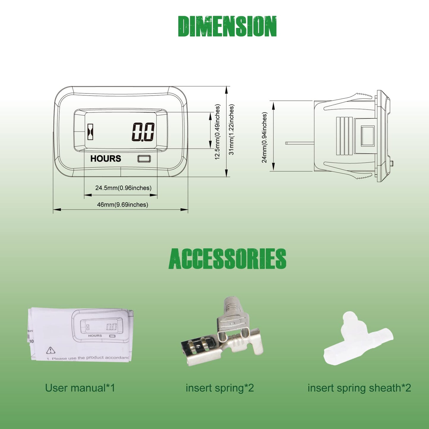Yooreal Digital AC DC 5-277V Supply Hours Counter,Maintenance Hour Meter,Initial Hours Setup,Works on Various of ZTR Riding Lawn Mower Tractor Generator Land Trimmer UTV Brush Cutter.