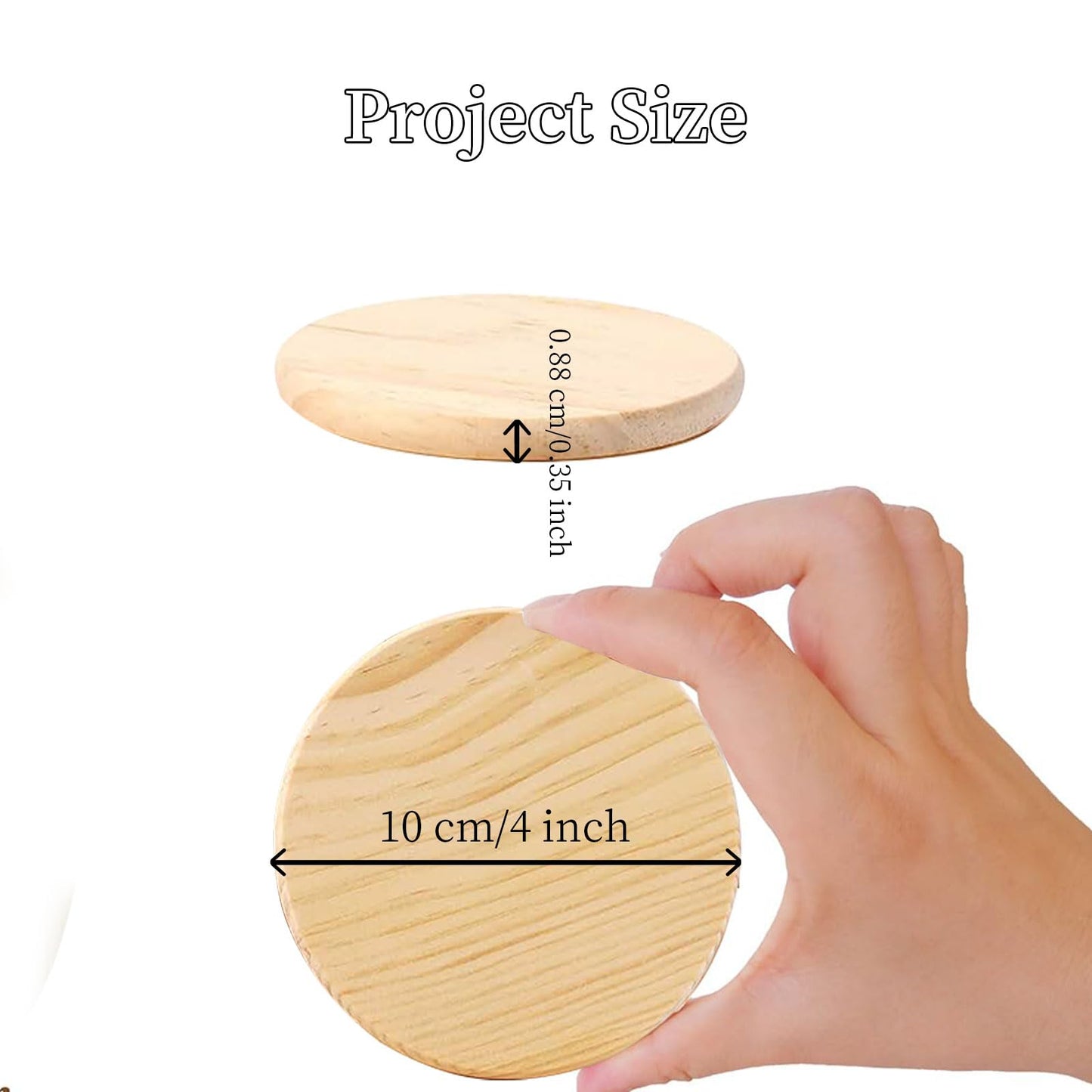Voittozege 24 Pack Unfinished Wood Coasters | 4 Inch Round 0.35" Thick Wooden Slices Bulk Set | for Painting, Staining, Laser Engraving, Wood Burning & Decoupage | DIY Christmas, Halloween, Thanksgiving Crafts