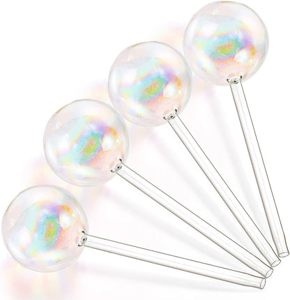 Yopay 4 Pack Plant Watering Bulbs, Hand Blown Glass Self Watering Spikes Globes, Rainbow Gradient Color Indoor House Plant Automatic Water Bulb, Medium Size 8.7" L x 2.8" D