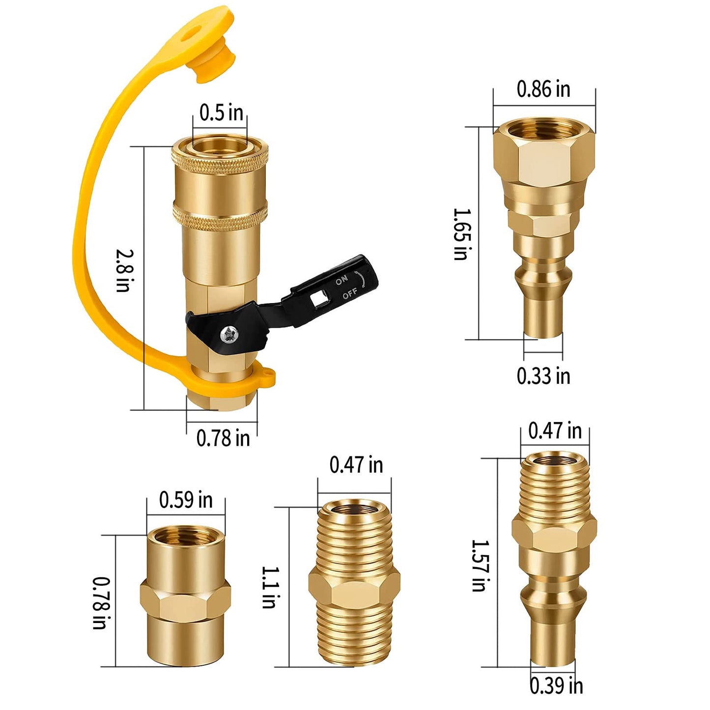 Zreneyfex 1/4" RV Quick Connect Adapter Assembly, Propane RV Quick Connect Fitting Kit for Camping BBQ