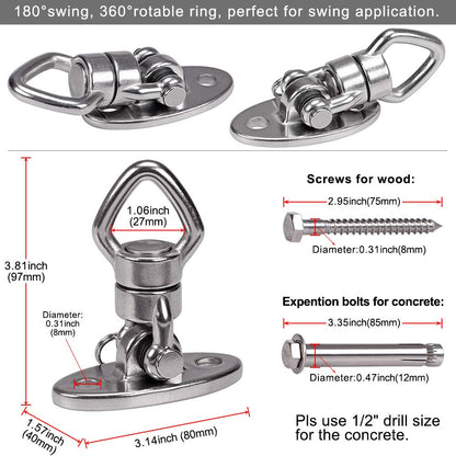 Besthouse Swing Hanger with 2 Bearing, 362kg Capacity, Rotational Device Hanging Accessory for Aerial Silks Dance, Web Tree Swing, Yoga Swing Sets