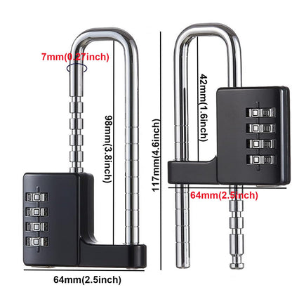 Cabinet Lock,Combination Padlock,U Shaped Padlock,Stainless Steel Gym Locker Lock Code Long Adjustable Shackle Lock for Outdoor, School, Gym, Sports lockers, Fences (black-2pcs)