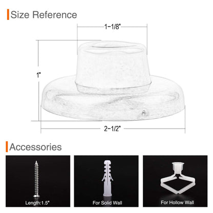 KOVOSCH 5 Pack Concave Wall Door Bumper Stop Brushed Satin Nickel – 2-1/2” Outside Diameter Stainless Steel Cover with 1-1/8” Gray Rubber Bumper – Easy to Install with Screw