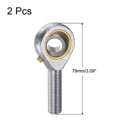 uxcell 2pcs POSB8 Male Rod End Bearing 1/2 Inch Bore and 1/2-20 Right Hand Thread, Self-Lubricating Joint Rod Ends, Includes Jam Nut