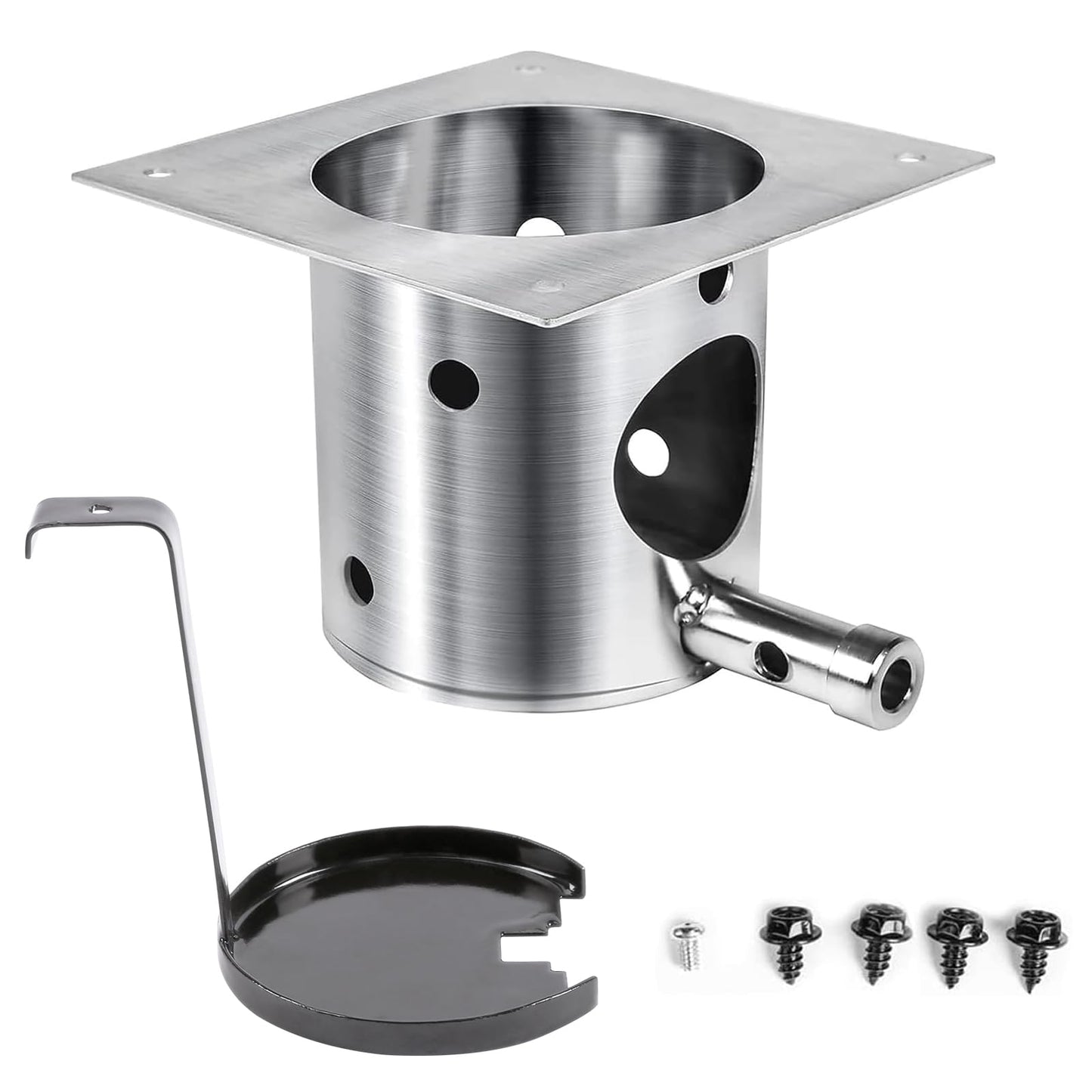 304 Stainless Steel Fire Burn Pot Replacement Parts for Traeger, Pit Boss Pellet Grills, Pellet Grill Replacement Parts for Traeger Pro 22/34, Camp Chef, Z Grills, Fire Pot with Ash Remover & Screws