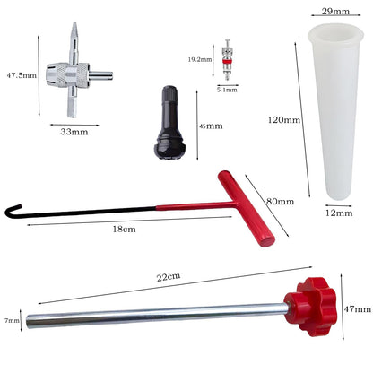 Quick Change Tire Valve Core Tool Kit - for Car, Truck, SUV, ATV, Motorcycle - Fits 11.3mm Rim Holes - Replace Valve Stems (TR413)