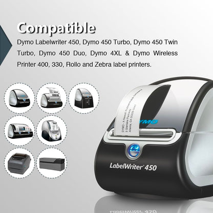 BETCKEY - Compatible DYMO 30323 (2-1/8" x 4") Shipping/Name Badge Labels, Compatible with DYMO Labelwriter 450, 4XL, NOT Fit 550 & 5XL [6 Rolls/1440 Labels]