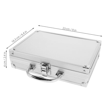 Silver Aluminum Tool Box with Lock - Portable Metal Storage Box - Lightweight Carrying Case Silver Aluminum Case with Foam for Crafts Car Tools