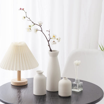 CEMABT White Ceramic vase Set-3 Small Flower vases for Decor,Modern Boho Farmhouse Home Decor,Decorative vase for Pampas Grass&Dried Flowers,idea Shelf,Table,Bookshelf ，Entryway- Distresse