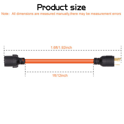 4 Prong to 3 Prong Generator Plug Adapter Cord, Nema L5-30P Generator Male to Nema L14-30R Transfer Switch Female,30Amp STW 10AWG 1.6FT