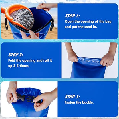 4 Pcs 10L Universal Swimming Pool Ladder Weights-500D PVC Waterproof Pool Step Weight Sand Bags-Collapsible Water Container/Fillable Pool Stair Weight Anchor Bag for Pool Steps and Ladders(Blue&Grey)
