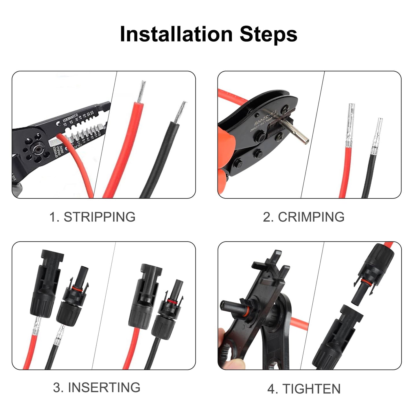 20Pairs/40PCS Solar Panel Connectors MC4 Male & Female Solar Cable Connectors Adapter IP67 Waterproof Dustproof Connector with 2 Pack Spanners 1000V 2.5mm²-6mm²