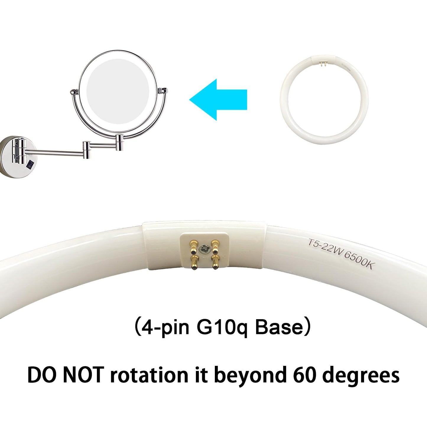 7.25 inch OD,T5 22W Circular Bulb 6400K Daylight,G10q Base 4 pin, Circle Fluorescent Lamp fc8t5/865/G10Q 4Pin Base