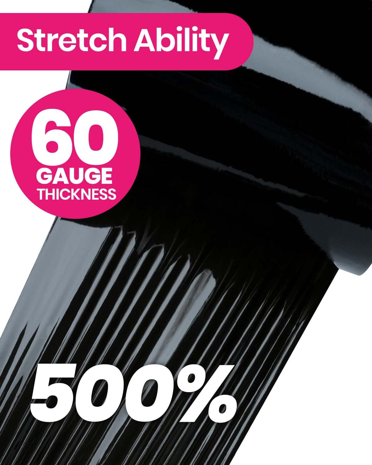 ADHES Mini Black Stretch Wrap with Handle, 5" x 1000ft Shrink Wrap Roll, 60 Gauge Heavy Duty Pallet Wrap Film, Self-Adhering Plastic Stretch Film for Moving & Storage Supplies