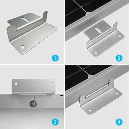 Renogy 2 Sets Solar Panel Mounting Z Bracket Set of 4 Units RV Boat Off Grid Roof