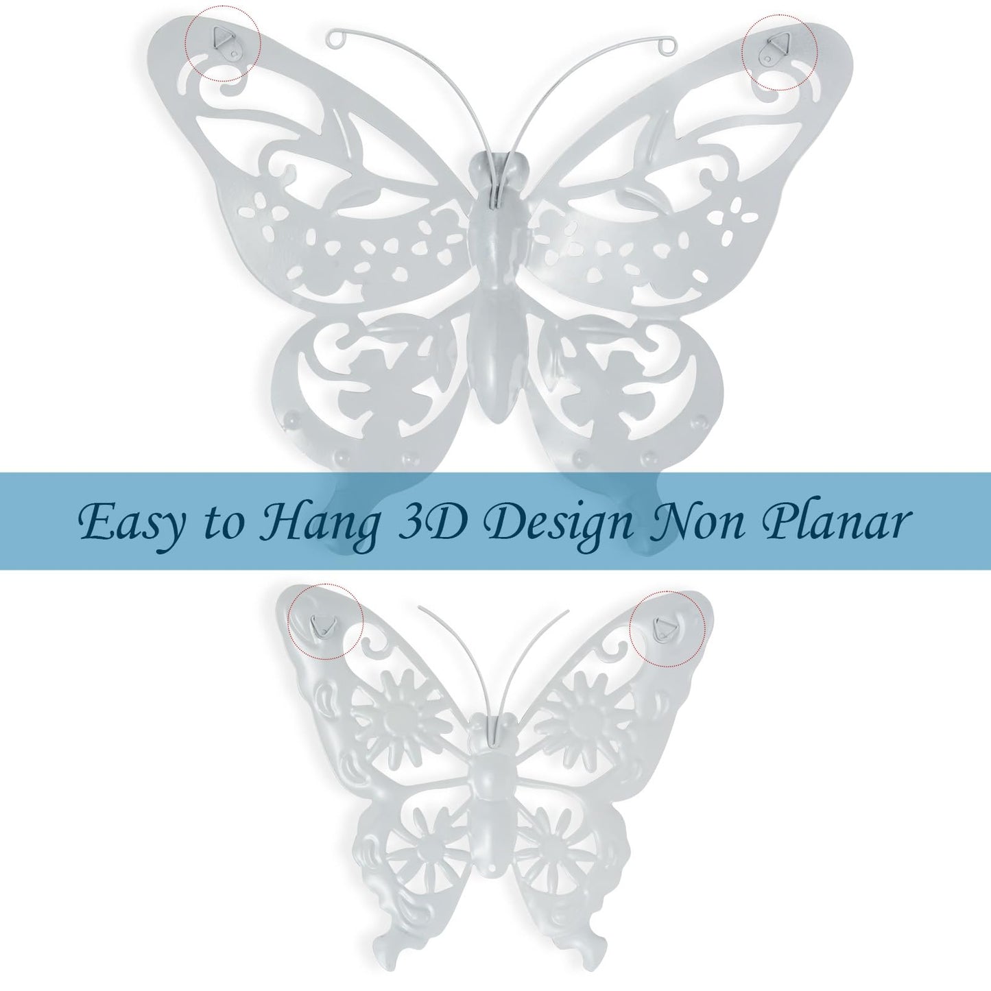 6Pcs Metal Butterfly Wall Decor, 14Inch/9Inch Outdoor Butterfly Wall Art for Fence Garden Yard Room Patio Balcony Decorations