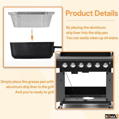 BBQ Drip Pan for Nexgrill 720-0830X 720-0830H 720-0925P 720-0896 720-0888S Cuisinart CGG-7400, BBQ Grease Pan with 12-Pack Aluminum Drip Liner for Nexgrill BBQ Grease Tray Replacement 720-0830X