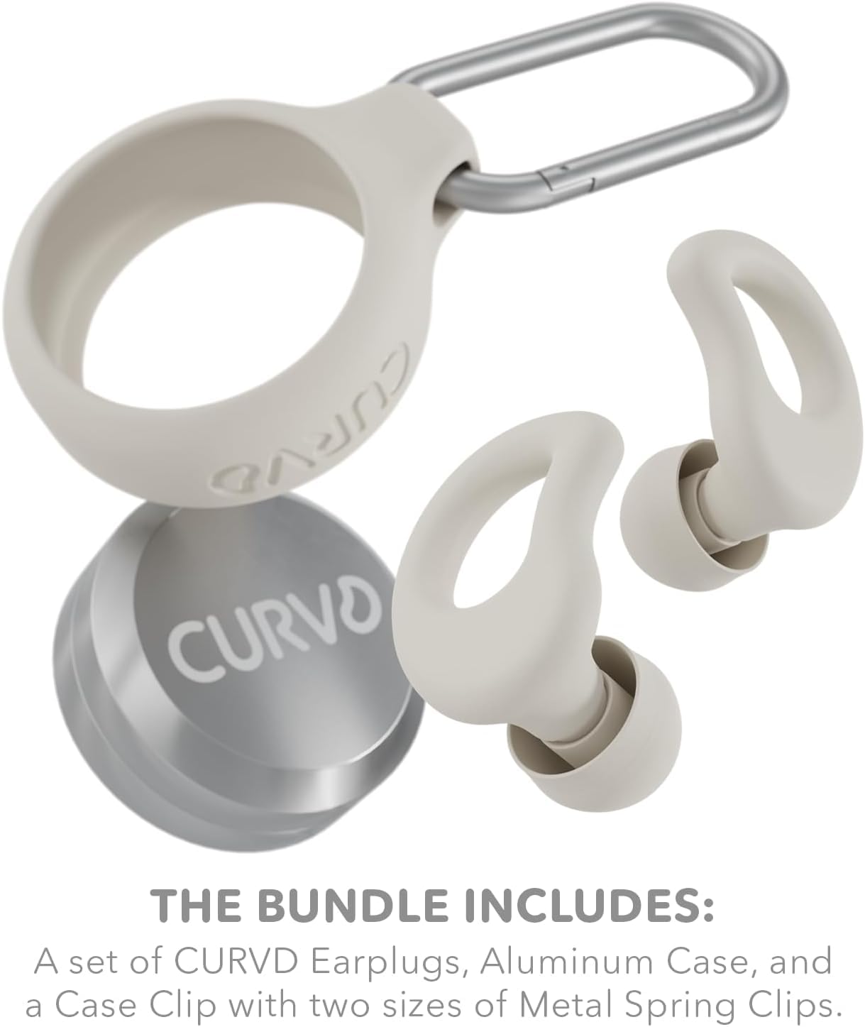 CURVD Everyday Earplugs + Case Clip Bundle, The Perfect earplug for Sleep, Travel, Noise Sensitivity/canceling + Case Clip Package Portable Waterproof Container & Silicone Sleeve for Ear Plugs(Honey)
