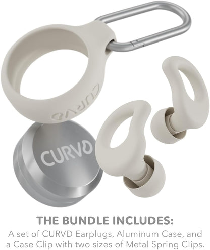 CURVD Everyday Earplugs + Case Clip Bundle, The Perfect earplug for Sleep, Travel, Noise Sensitivity/canceling + Case Clip Package Portable Waterproof Container & Silicone Sleeve for Ear Plugs(Honey)