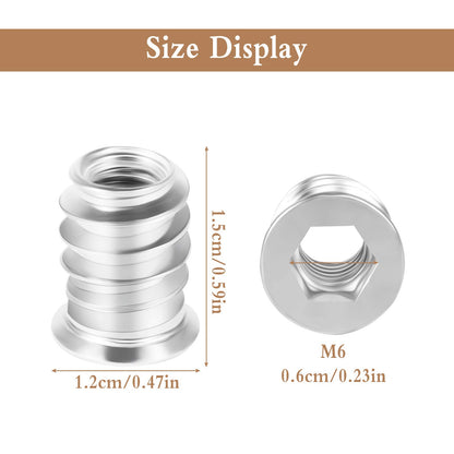150 Pcs M6 x 15mm Hex Socket Screw Inserts Threaded Insert Nuts, M6 Screw in Nuts for Wood Furniture