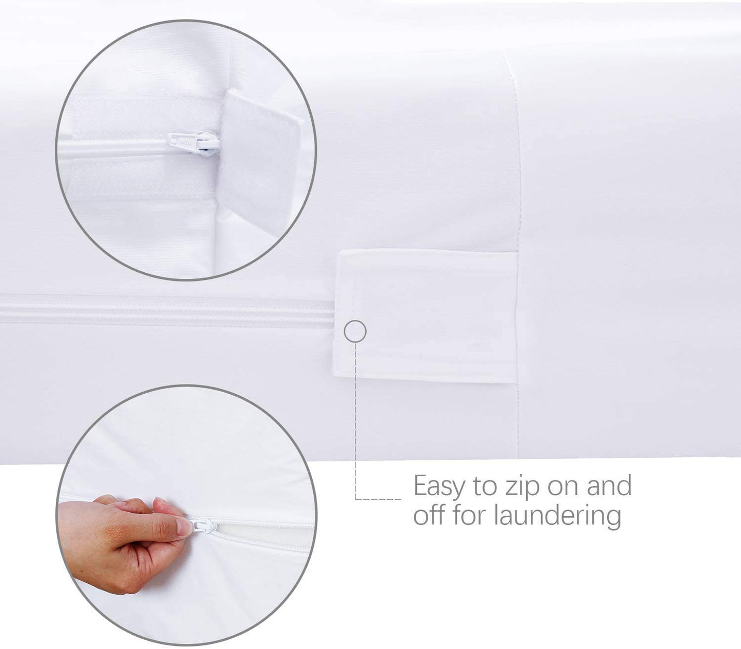 Biloban Zippered Queen Mattress Protector, 100% Waterproof Mattress Encasement, Premium Hypoallergenic Full Six-Sided Mattress Cover Fits 8-10 Inches Deep(60" x 80"), Breathable and Absorbent