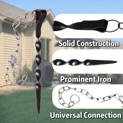 Rain Chain Anchor Stake for Copper Gutter Chains, 30'' Powder Coated Iron Downspout Chains Anchoring, Universal Fit Outside Rain Catcher System Accessories, Replacement for Basin and Barrel in Autumn.
