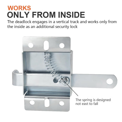 QZATTCAEN Garage Door Side Lock Inside Deadlock for Most Garage Door Galvanized Steel -2pack