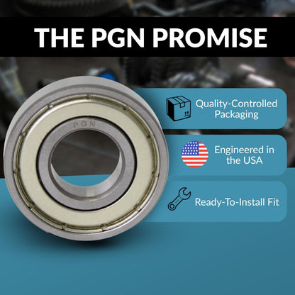 PGN (10 Pack) 6202-ZZ Bearing - Lubricated Chrome Steel Sealed Ball Bearing - 15x35x11mm Bearings with Metal Shield & High RPM Support