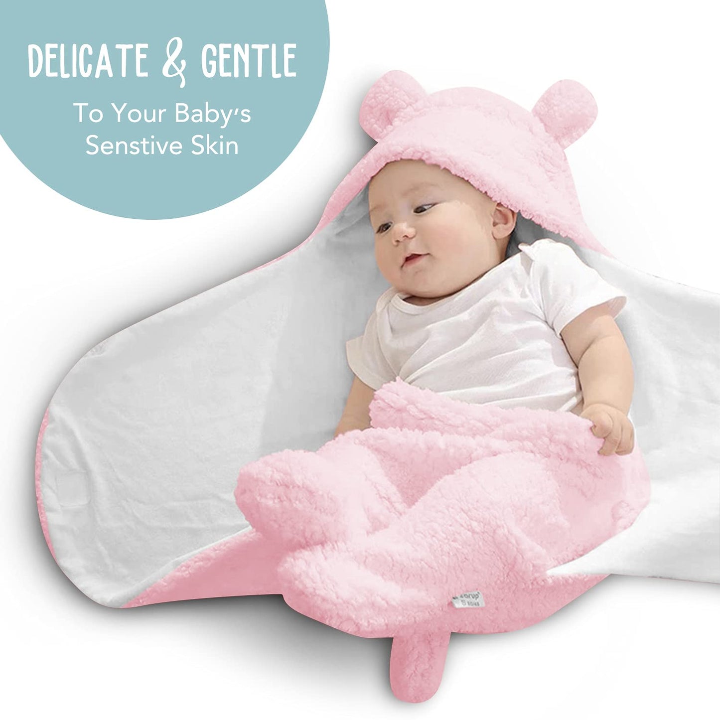 BlueMello Baby Swaddle Blanket | Ultra-Soft Plush Essential for Infants 0-6 Months | Receiving Swaddling Wrap Pink | Ideal Newborn Registry and Toddler Boy Accessories | Perfect Baby Girl Shower Gift