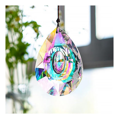 4pcs Hanging Crystals Suncatcher Prism 80mm Window Hanging Sun Catchers AB Colored Coating Rainbow Maker Glass Prisms Pendant with Chain (Rainbow)