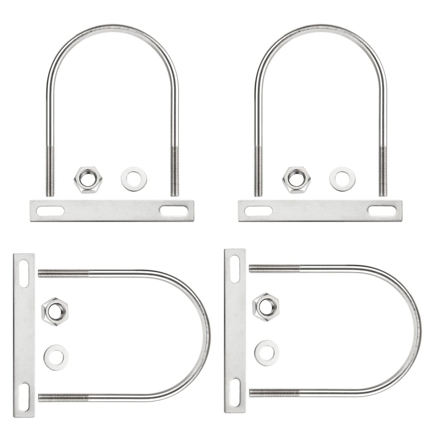 ACXFOND 4Pack Round U-Bolts 5.4"" Inner Widthx6.4 Length Stainless Steel U Bolts with Nuts, Frame Plate, Washers for Ski Boat, Fishing Boat or Sailboat Trailer