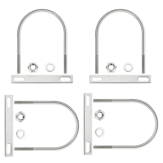 ACXFOND 4Pack Round U-Bolts 5.4"" Inner Widthx6.4 Length Stainless Steel U Bolts with Nuts, Frame Plate, Washers for Ski Boat, Fishing Boat or Sailboat Trailer