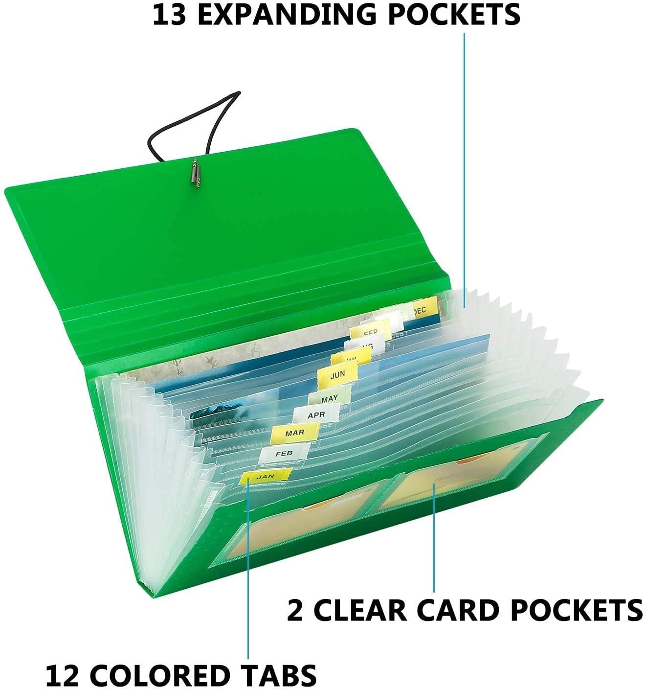 SEEKIND Expanding File Folder 4 Pack, 10.4' 5.5' Receipt Organizer Folder Accordion Folder Document with 13 Pocket for Office,Cards,Tickets-Water Resis …