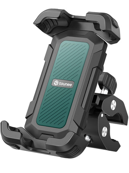 Tounee Bike Phone Mount Holder with Dual Vibration Dampener - Quick Release Handlebar Clip for Bicycle/Cycling, Upgraded Anti-Shock Design Fits iPhone 16/15/14 Pro Max & 4.7-6.7" Phones (Green)