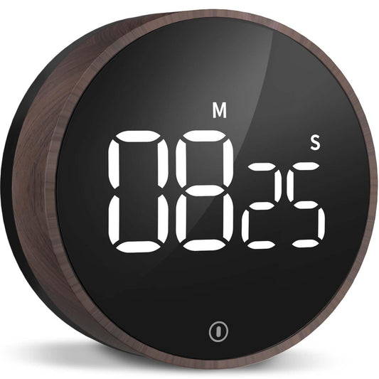 VOCOO Digital Kitchen Timer - Magnetic Countdown Countup Timer with Large LED Display Volume Adjustable, Easy for Cooking and for Seniors and Kids to Use (Deep Woodgrain)