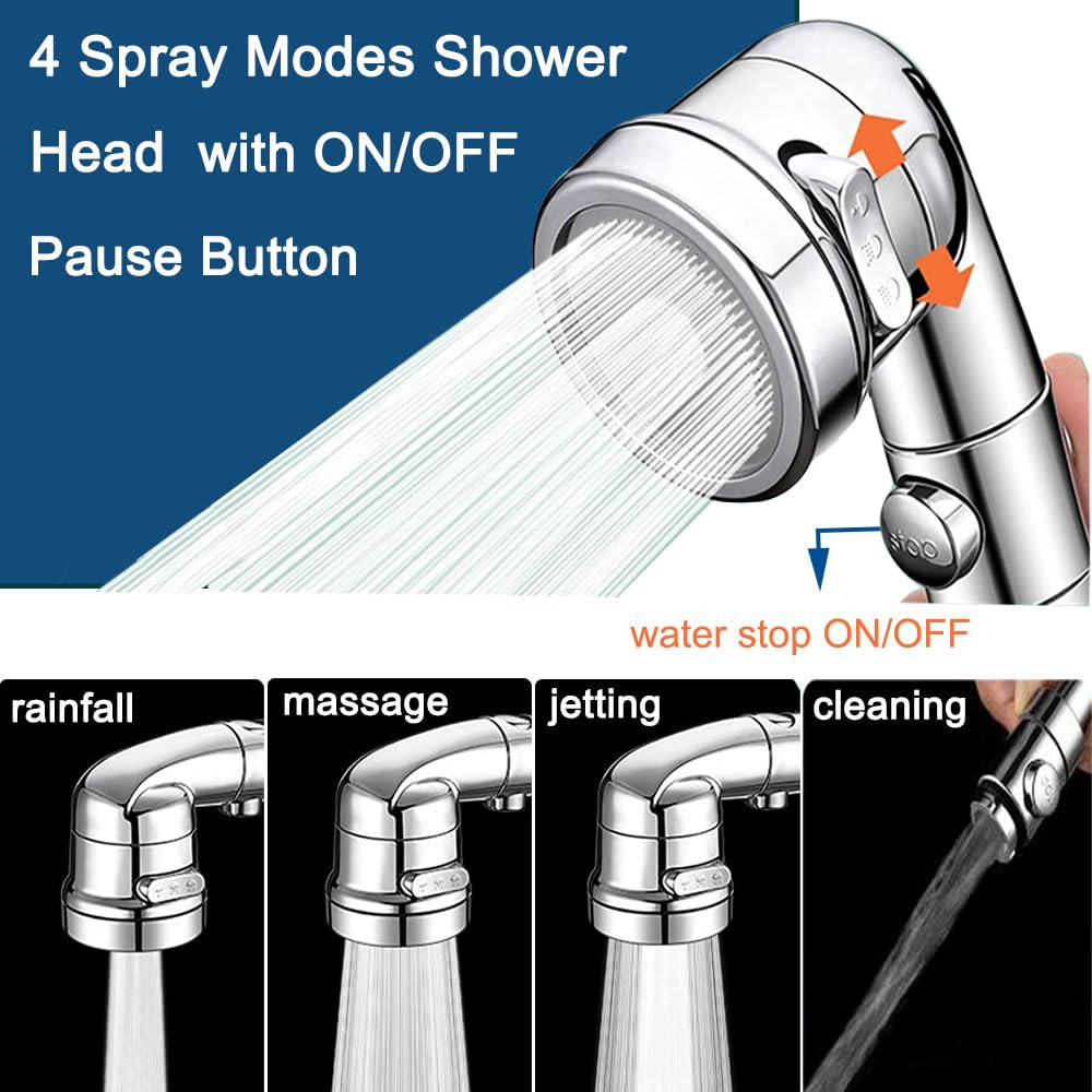 Sink Faucet Hose Sprayer Attachment Set Kitchen Bathroom Handheld ON/Off Sink Sprayer with 118’’ Spring Hose, Diverter and 3 PCS Adapters for Pet Rinse, Hair Washing, Baby Bath