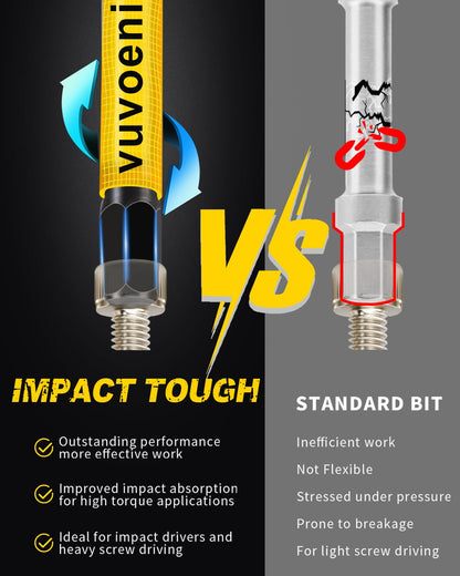 vuvoeni Impact Hex Head Allen Wrench Drill Bit Set 4 in Long (Metric & SAE), 20PCS Allen Bits Magnetism, 1/4'' Hex-Shank S2 Steel for DIY Furniture Assembly & Car Repairs