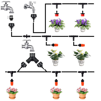 132ft/40M Drip Irrigation Kit, Automatic Micro Irrigation System, 1/4” Blank Distribution Tubing Hose, 164PCS DIY Automatic Drip Irrigation&Watering for Garden Landscape Greenhouse Patio