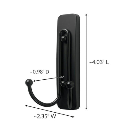 Command Large, Damage Free Hanging Wall Hooks with Adhesive Strips, No Tools Double Wall Hooks for Christmas Decorations, 2 Black Plastic Hooks and 2 Strips