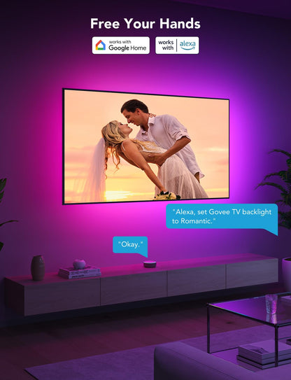Govee TV LED Backlight Strip, RGBIC Smart LED Backlight for 40-50inch TVs, Music Sync, Wi-Fi Bluetooth & App Control, Works with Alexa & Google Assistant, 77 Scene Modes, Adapter